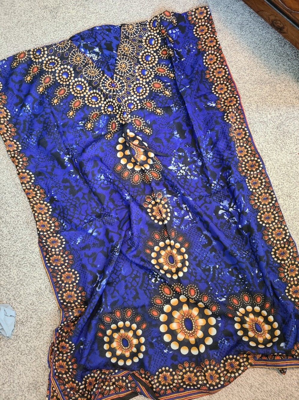 Royal Blue Kaftan With Tie Waist